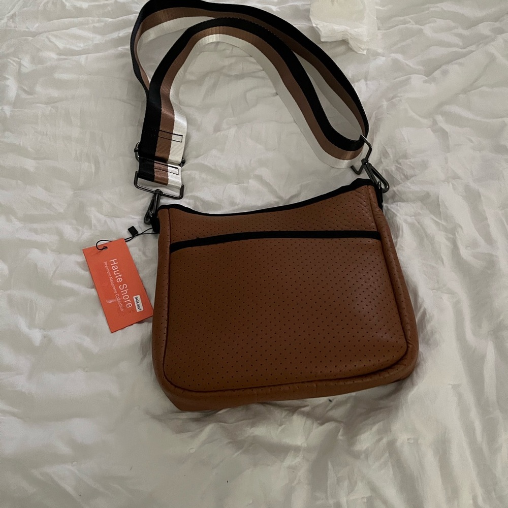HAUTE SHORE Tan Perforated Shoulder Bag